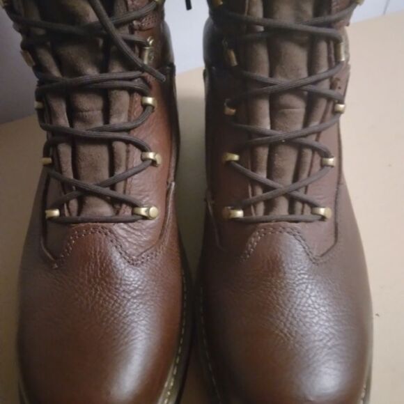 Wolverine Brown Leather Lace-Up Steel Toe Mens Work Boots - Picture 3 of 5